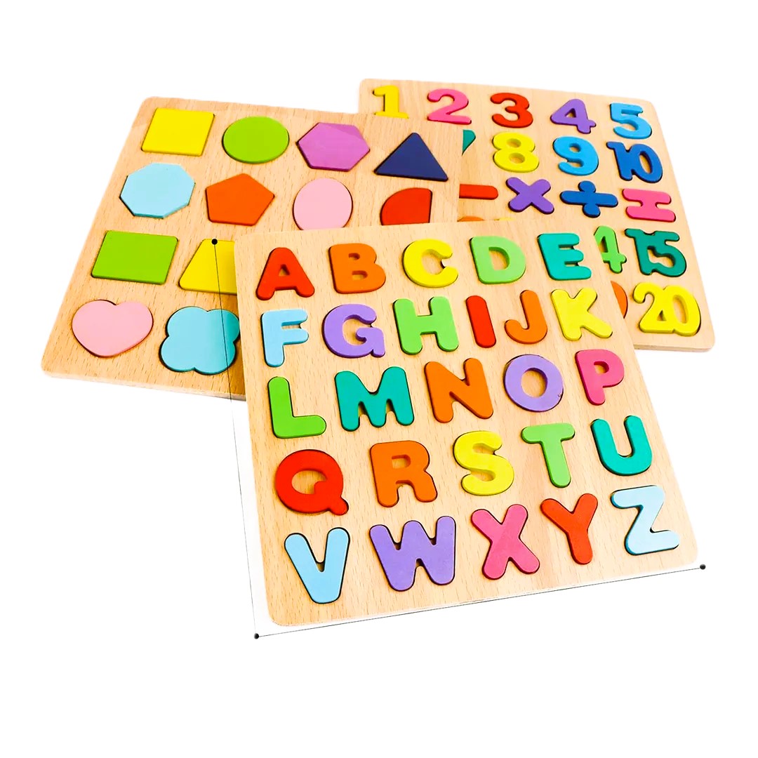 Wooden Alphabets, Numbers & Shapes for Kids