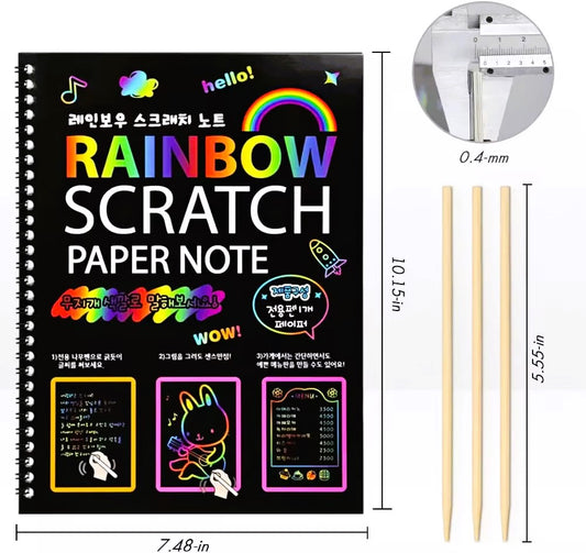 Magic Rainbow Scratch Paper Book – Colorful Drawing & Painting Experience For Kids
