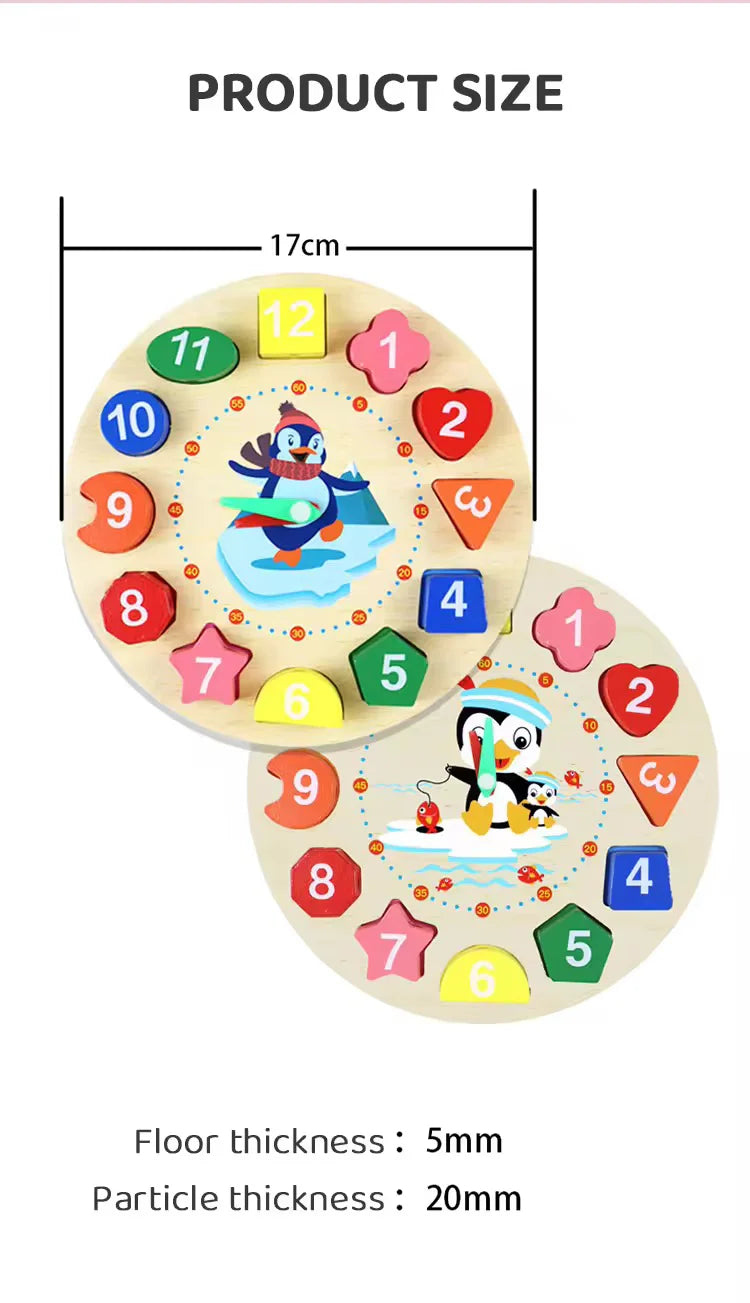 Wooden Colorful Digital Clock Toy – Montessori Learning Game