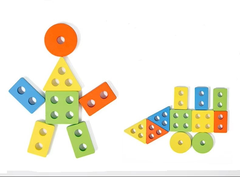 Wooden Puzzle Toy for Little Ones - Shape Sorting and Stacking Fun for Kids