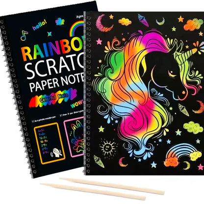 Magic Rainbow Scratch Paper Book – Colorful Drawing & Painting Experience For Kids