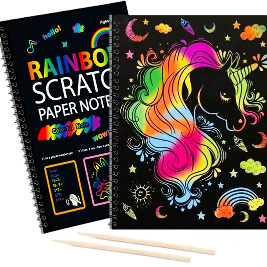 Magic Rainbow Scratch Paper Book – Colorful Drawing & Painting Experience For Kids