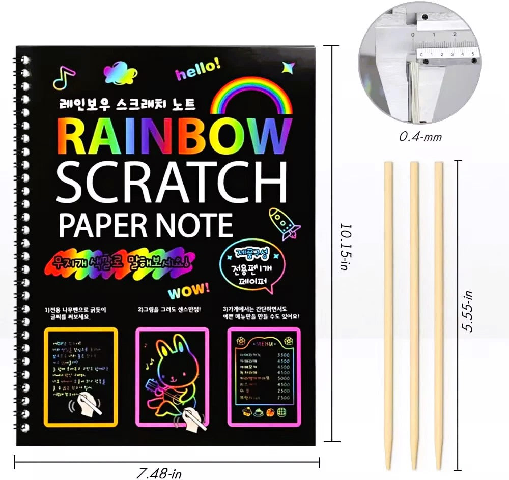 Magic Rainbow Scratch Paper Book – Colorful Drawing & Painting Experience For Kids