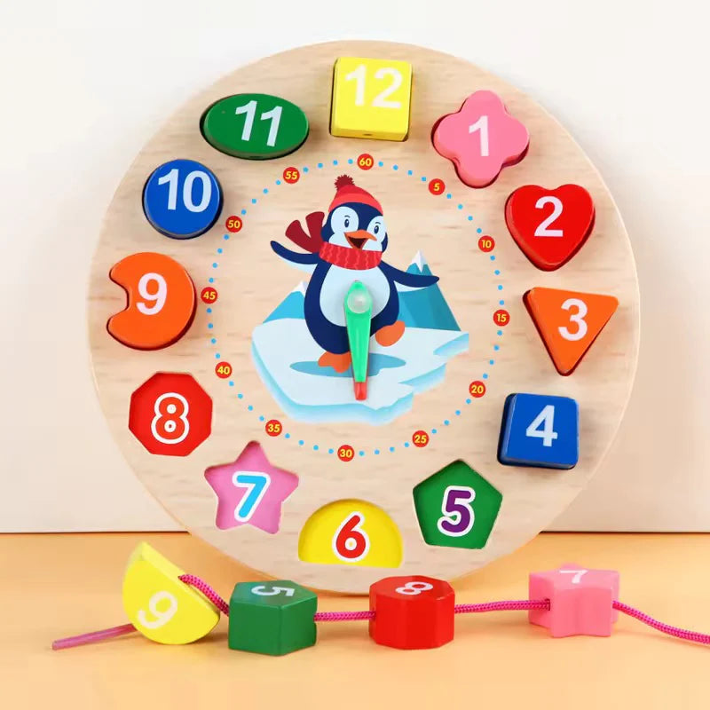 Wooden Colorful Digital Clock Toy – Montessori Learning Game