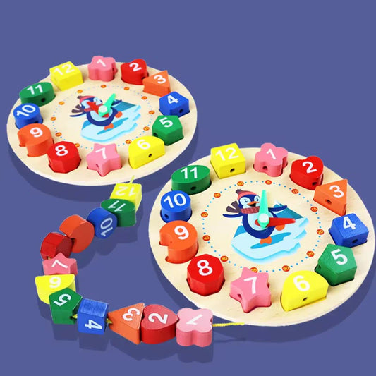 Wooden Colorful Digital Clock Toy – Montessori Learning Game