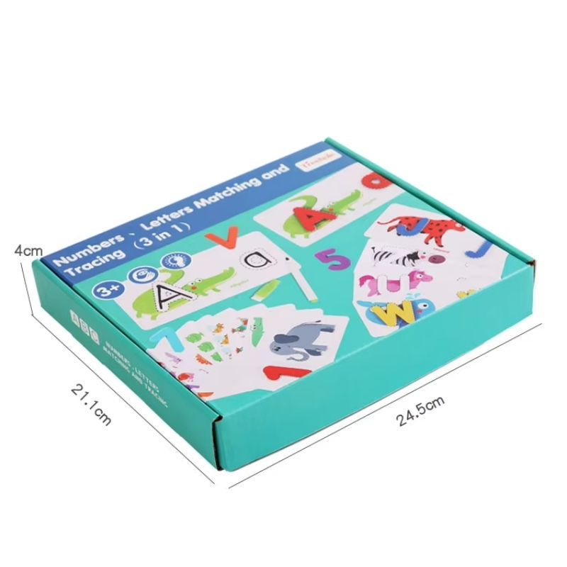 3-In-1 Wooden Numbers & Letters Matching and Tracing Flashcard Set