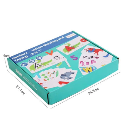 3-In-1 Wooden Numbers & Letters Matching and Tracing Flashcard Set