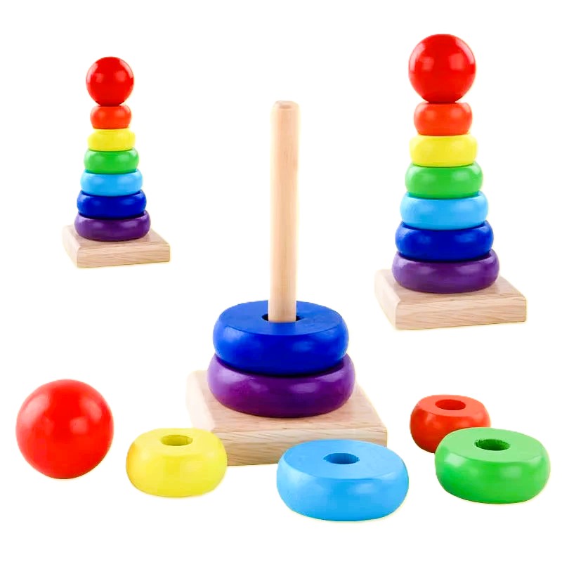 Wooden Rainbow Stacker Ring Toy – Educational Toy for Kids