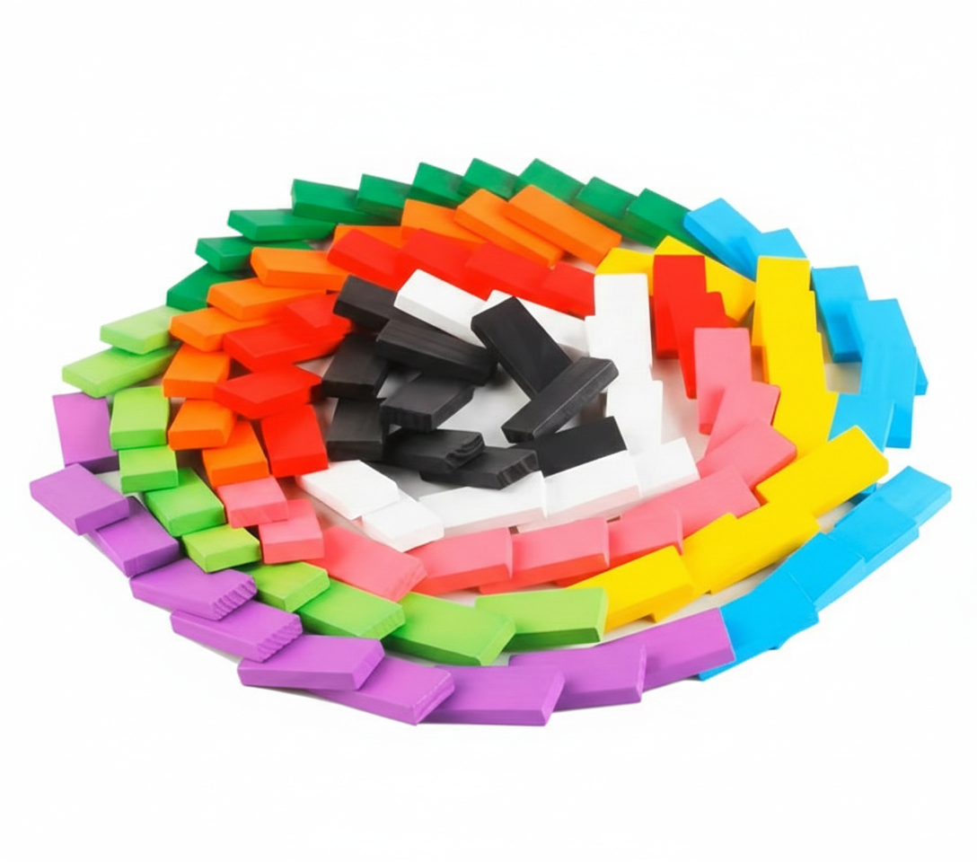 Montessori Wooden Dominos Set Kids Game-Colorful Blocks