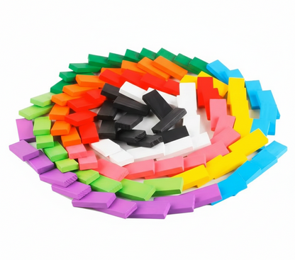 Montessori Wooden Dominos Set Kids Game-Colorful Blocks