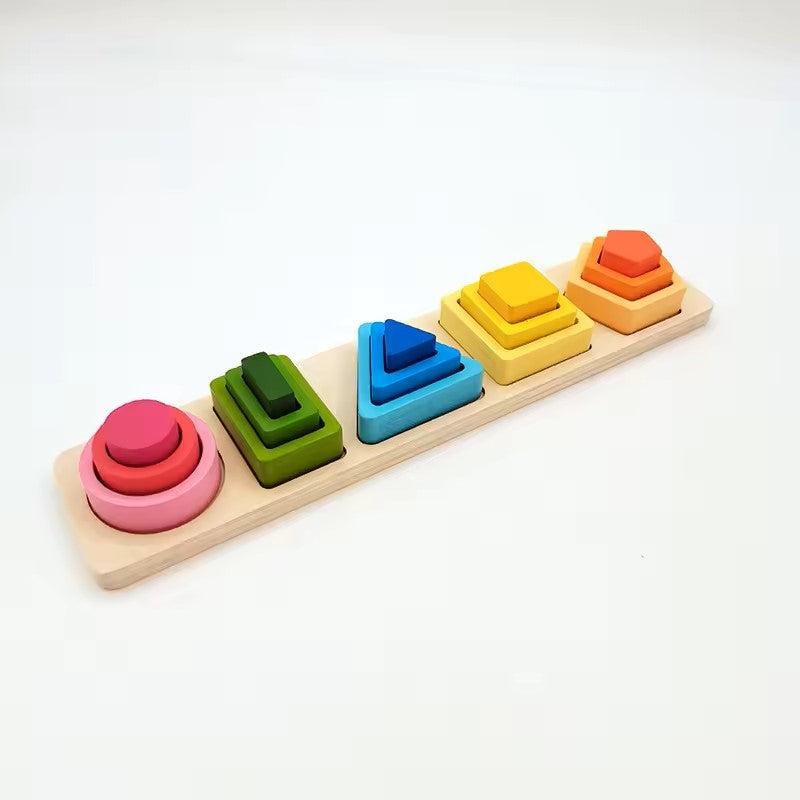 Wooden Puzzle Toy for Little Ones - Shape Sorting and Stacking Fun for Kids