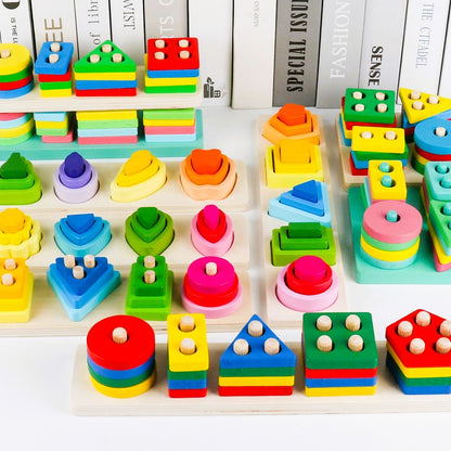 Wooden Puzzle Toy for Little Ones - Shape Sorting and Stacking Fun for Kids