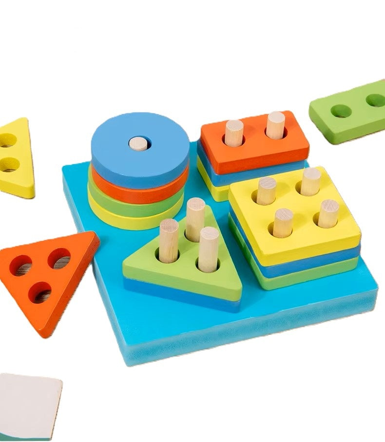 Wooden Puzzle Toy for Little Ones - Shape Sorting and Stacking Fun for Kids