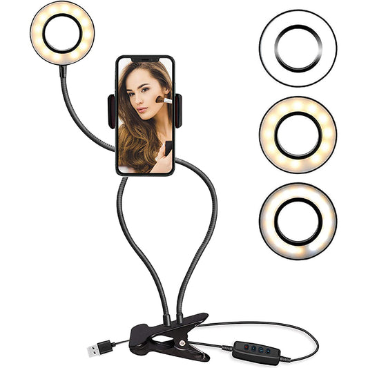 Flexible Ring Light with Phone Holder-Live Streaming Stand