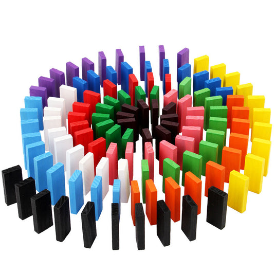 Montessori Wooden Dominos Set Kids Game-Colorful Blocks