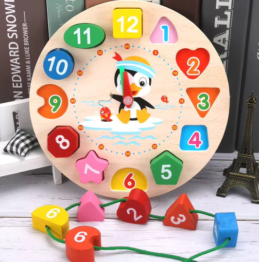 Wooden Colorful Digital Clock Toy – Montessori Learning Game