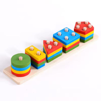 Wooden Puzzle Toy for Little Ones - Shape Sorting and Stacking Fun for Kids