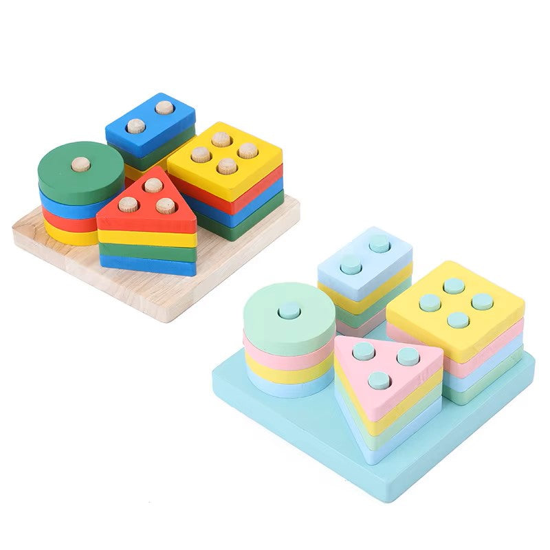 Wooden Puzzle Toy for Little Ones - Shape Sorting and Stacking Fun for Kids