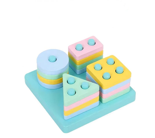 Wooden Puzzle Toy for Little Ones - Shape Sorting and Stacking Fun for Kids