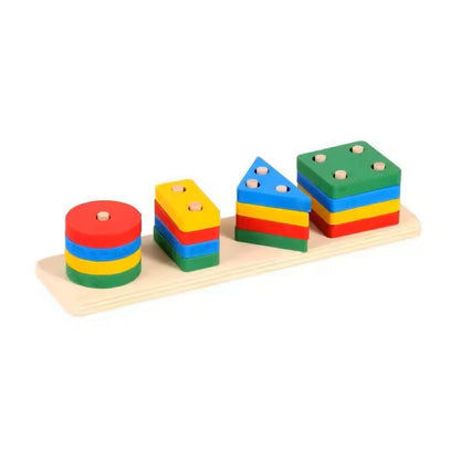 Wooden Puzzle Toy for Little Ones - Shape Sorting and Stacking Fun for Kids